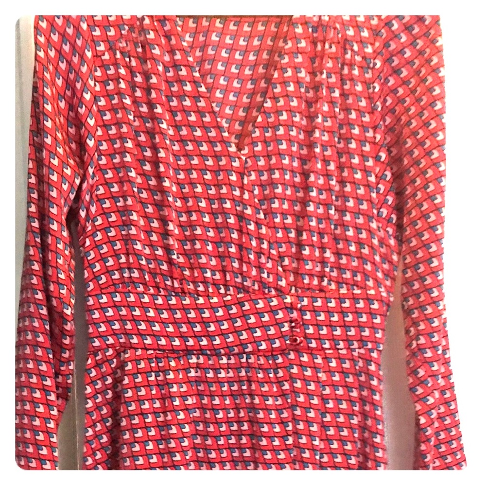 Halogen Red and Pink Printed  Wrap Dress